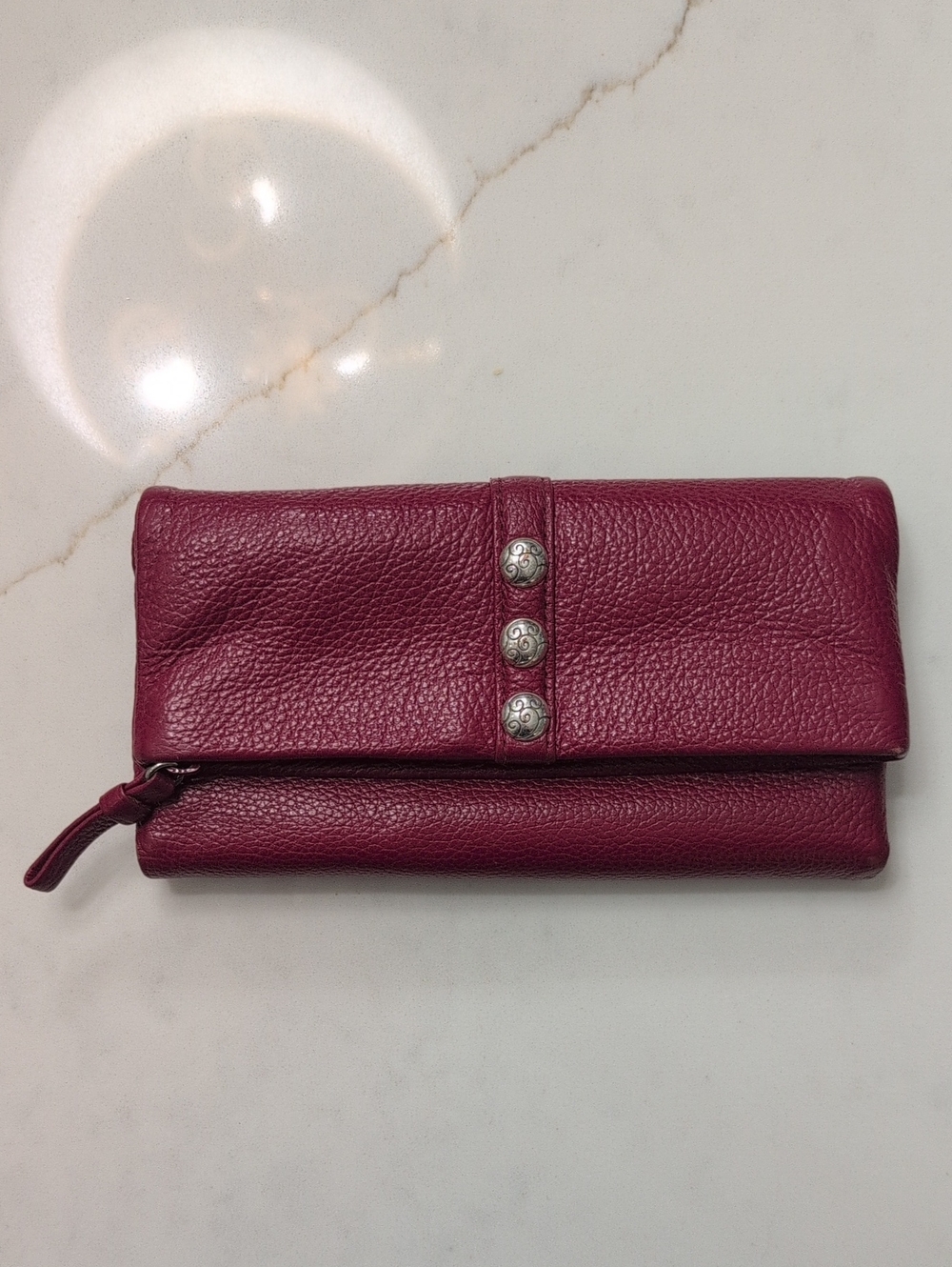Brighton Red Leather Fold-Over Wallet Clutch